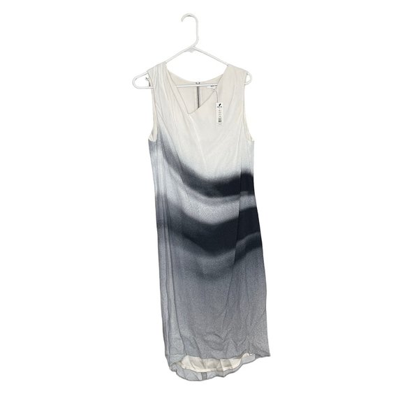Helmut Lang Beam Shift Dress Sleeveless Hi-Low Midi 10 M Grey scale NWT - Picture 2 of 16